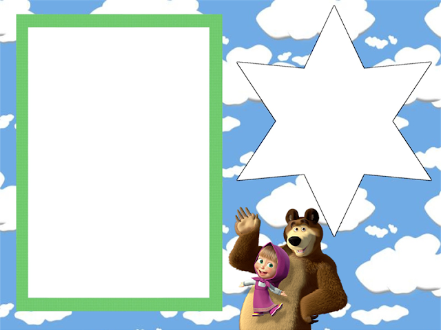 Masha and the Bear: Free Printable Invitations, Labels or Cards.