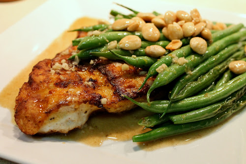 Grouper almondine with green beans and lemon wine sauce