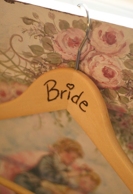 Personalized Carved Wood Bride Wedding Dress Hanger Rustic Woodland Glamour