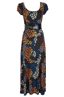 colourful print maxi dress with belt