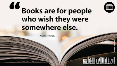 Quote: Books are for people who wish they were somewhere else. by Mark Twain