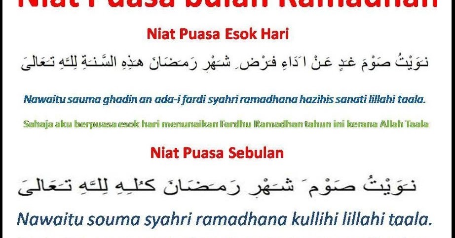 RA7A BAKBUDIK: Lafadz Niat Puasa Dan Berbuka Di Bulan Ramadhan