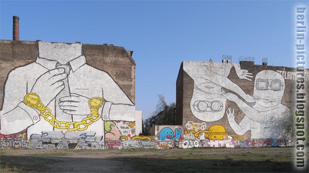 Mural Art by Street Artist Blu in Berlin-Kreuzberg, Germany