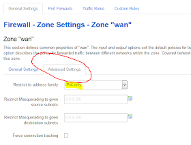 Firewall - Zone Settings to IPv4 only