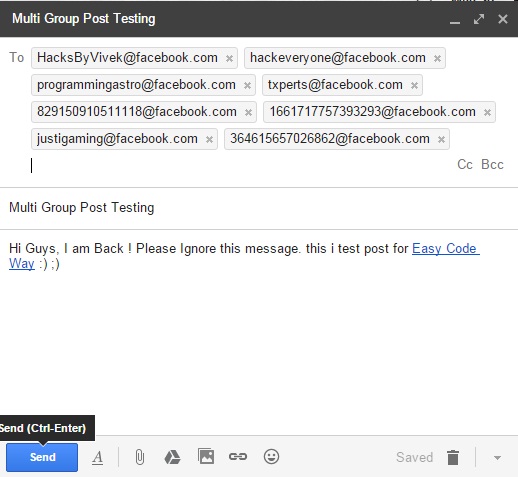 Send Message To Facebook Groups Via Gmail