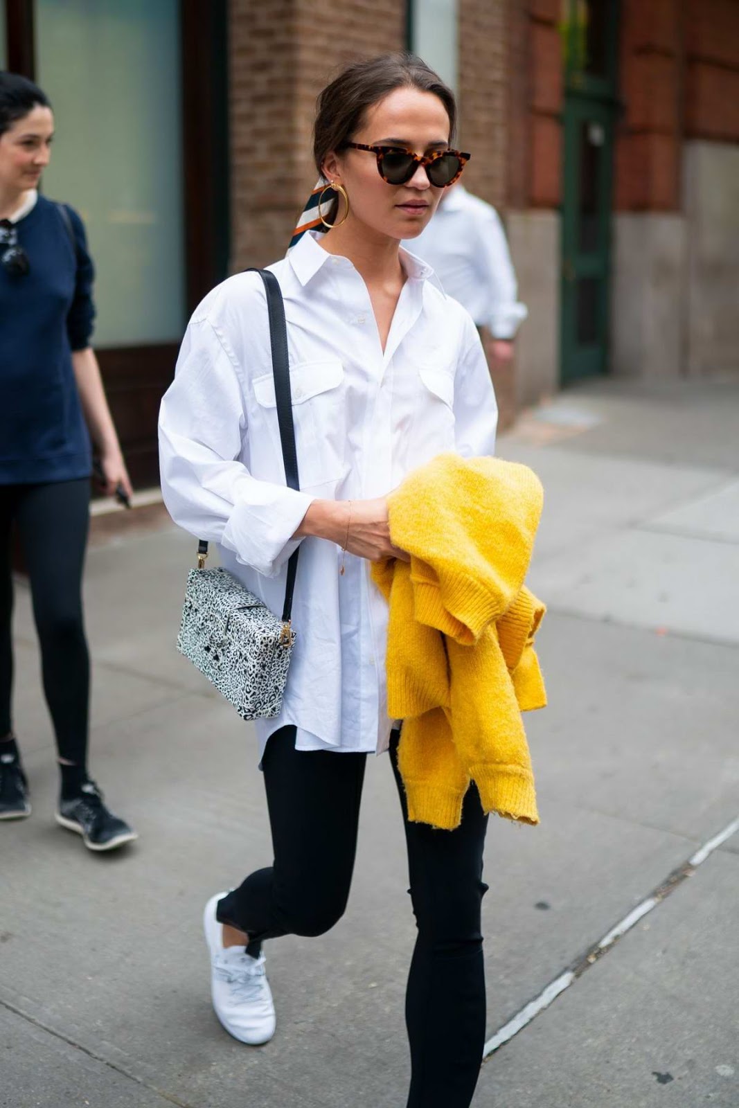 Alicia Vikander in White Shirt Style Out in New York City