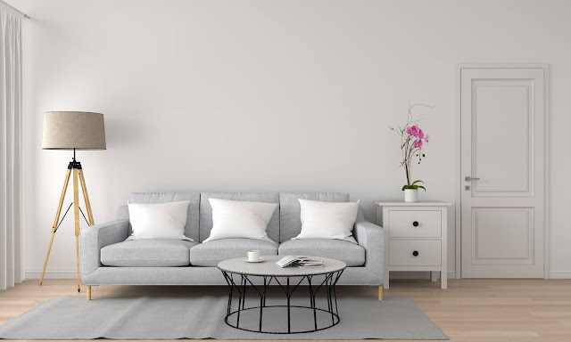 minimalist room with one sofa