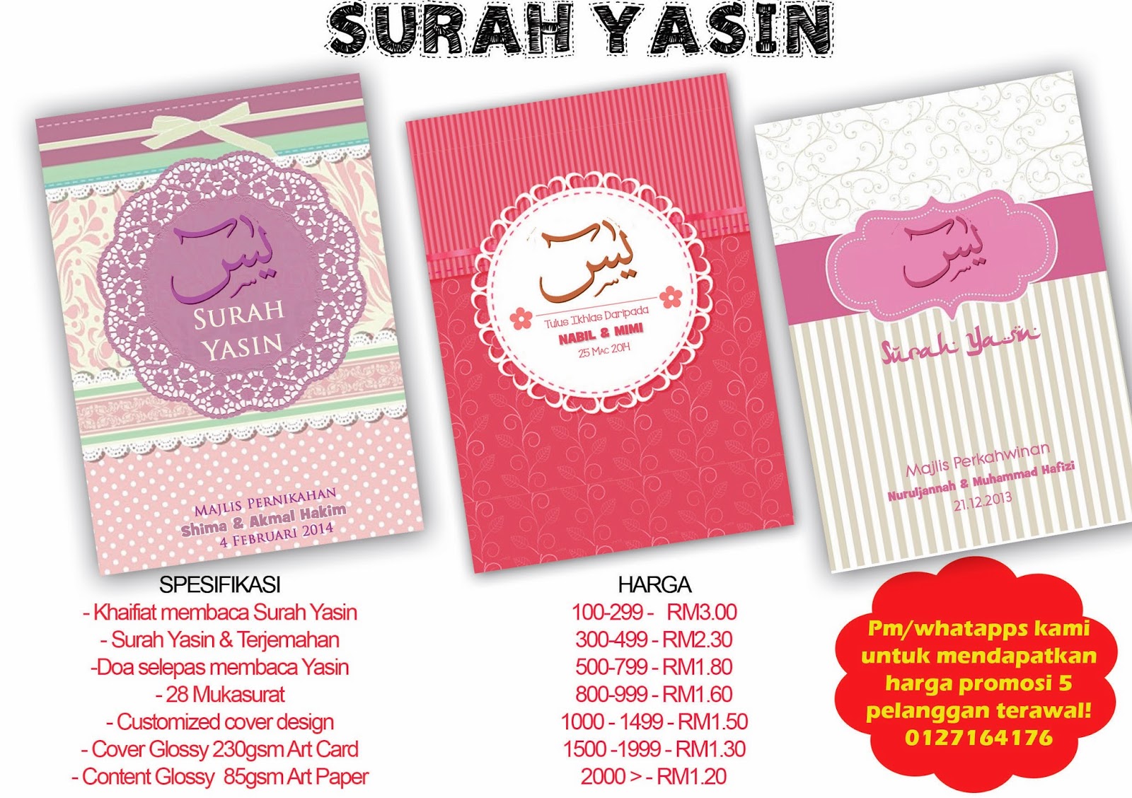 Surah Yasin Doorgift Dengan Custom made Cover