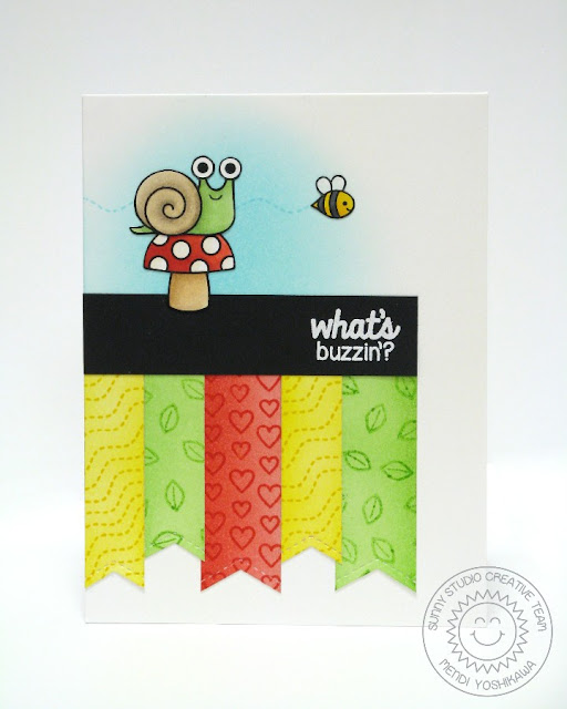 Sunny Studio Stamps Backyard Bugs What's Buzzin' Card by Mendi Yoshikawa