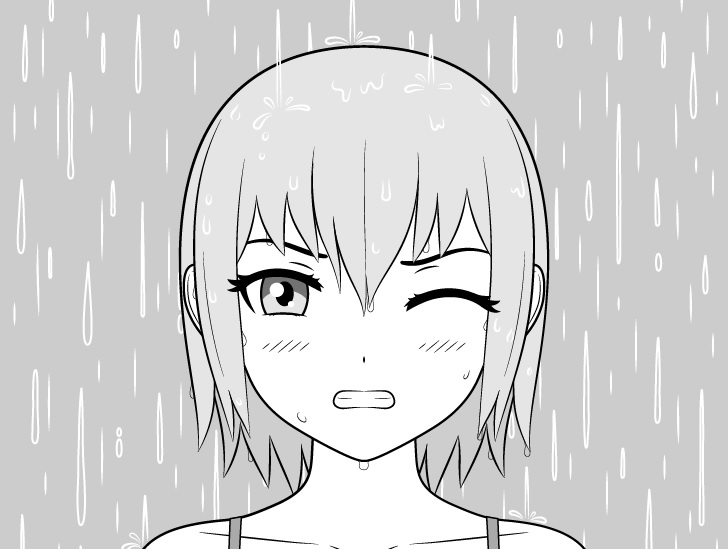 Gadis anime dalam gambar hujan