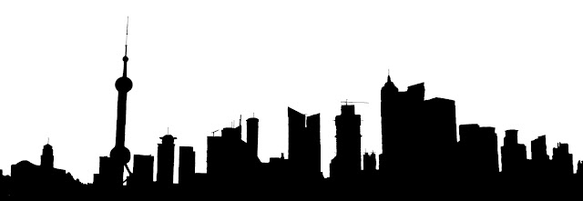 shanghai buildings silhouette