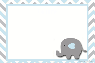 Para hacer invitaciones, tarjetas, marcos de fotos o etiquetas, para imprimir gratis de Elefante Bebé en Celeste y Gris.