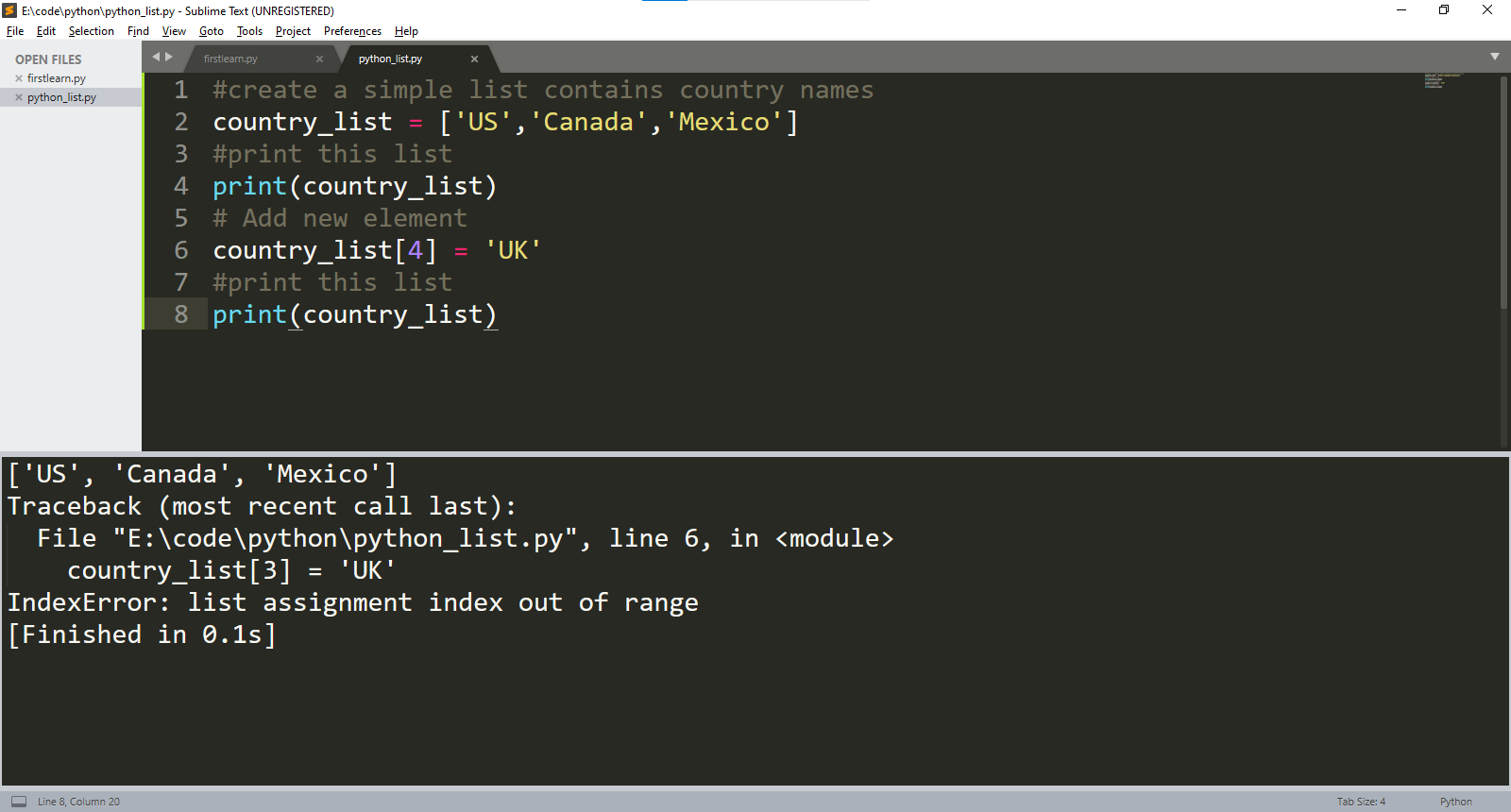 IndexError: list assignment index out of range | Python Examples