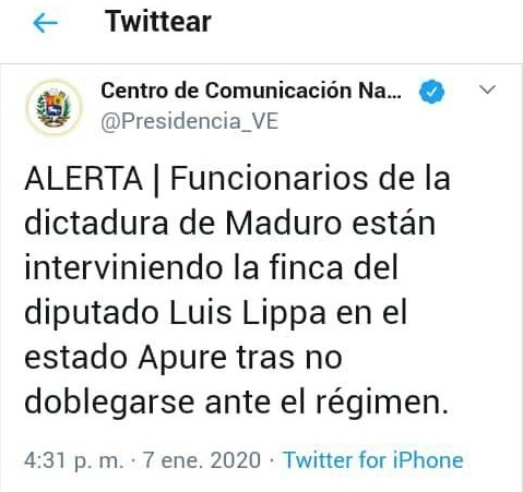 APURE: Diputado Lippa denunció Intervención de su finca por régimen en Apure.