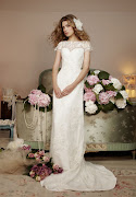 Satin and Lace Bateau Column Elegant Vintage Wedding Dress