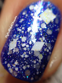 Blue Christmas mani, Lumina Lacquer Homesick at Spacecamp, The Nail Junkie Snowflake, Lynnderella Ice the Snowcake