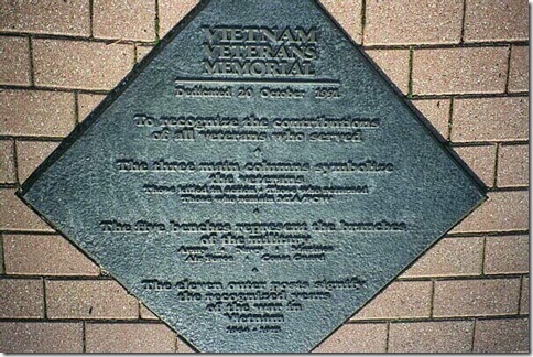 Vietnam Veterans Memorial Plaque at Veterans Park in Milwaukee, Wisconsin in November 2000
