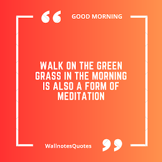 Good Morning Quotes, Wishes, Saying - wallnotesquotes -Walk on the green grass in the morning is also a form of meditation.