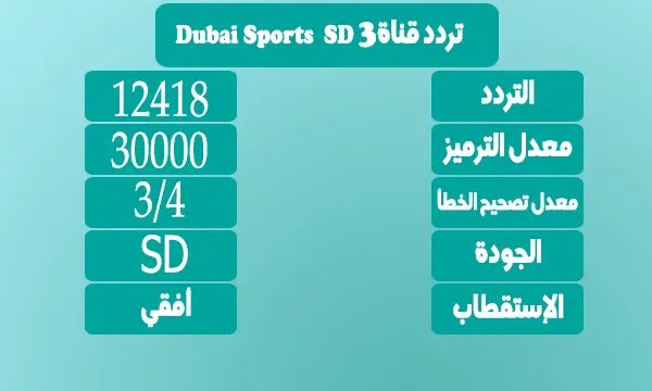 تردد قناة Dubai Sports 3 SD على نايلسات