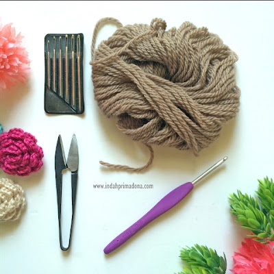 crochet flower tutorial, cara membuat bunga rajut mudah, tutorial bunga rajut