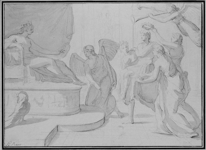 Juno Greeting a Winner by Eustache Le Sueur - Mythology, Religious Drawings from Hermitage Museum