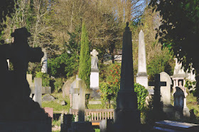 Headstones in silhouette