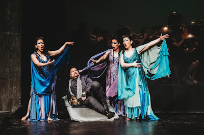 Wagner: The Ring - Götterdämmerung - Michiko Watanabe, Misaki Ono, Yukiko Aragaki as Rhinemaidens, George Vincent Humphrey as Siegfried  - Erl Festival (Photo Xiomara Bender)  