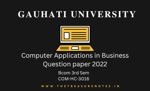 Gauhati University BCom 3rd Sem Computer Applications in Business Question Paper 2022