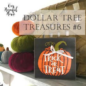 Dollar Tree trick or treat orange pumpkin sign bow