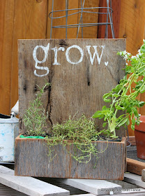 grow planter made with reclaimed barn wood http://bec4-beyondthepicketfence.blogspot.com/2014/05/grow-rustic-wood-planter.html