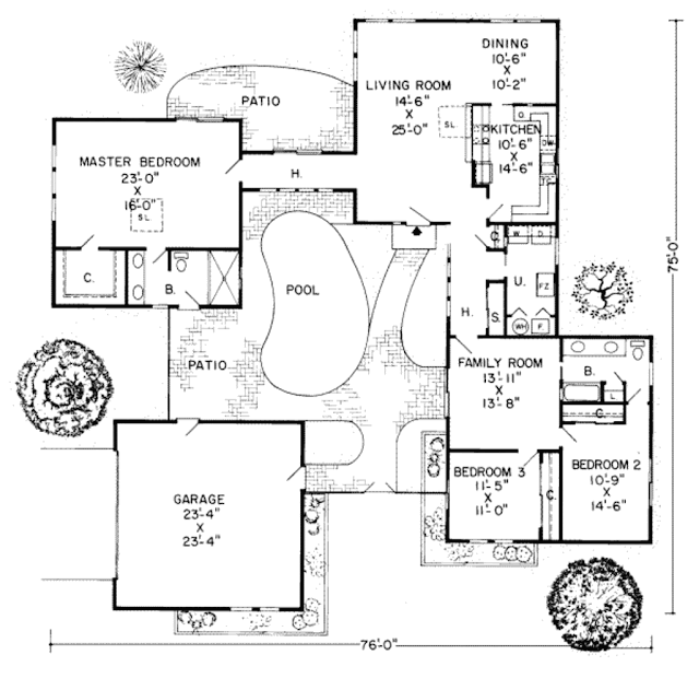 <b>แบบบ้านชั้นเดียว 3 ห้องนอน</b>