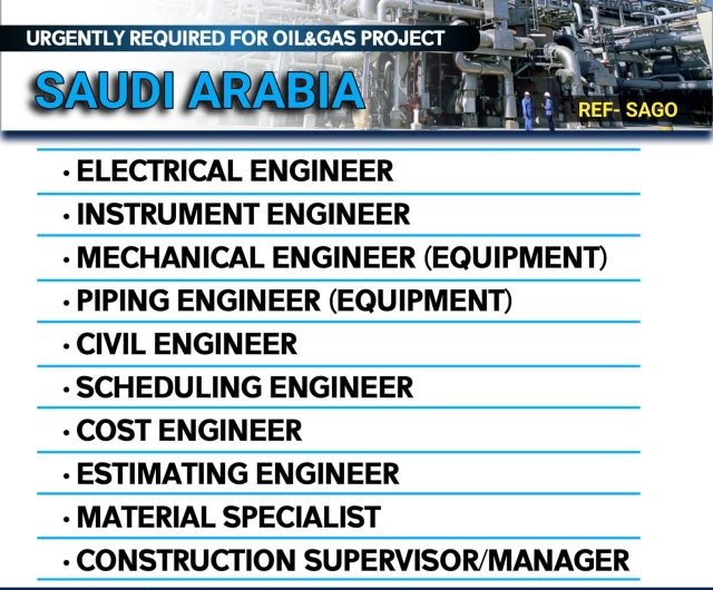 Hiring for Oil & Gas Project in KSA