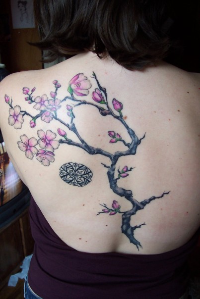 Upper Back Japanese Tattoos With Image Cherry Blossom Tattoo Designs 