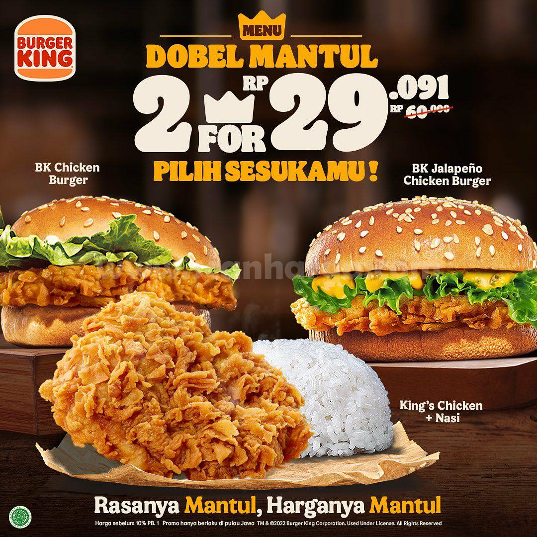 Promo Burger King Menu Double Mantul - Harga Spesial Cuma Rp. 29.091*