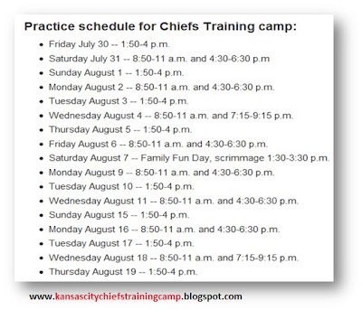 Kansas City Chiefs training camp schedule.