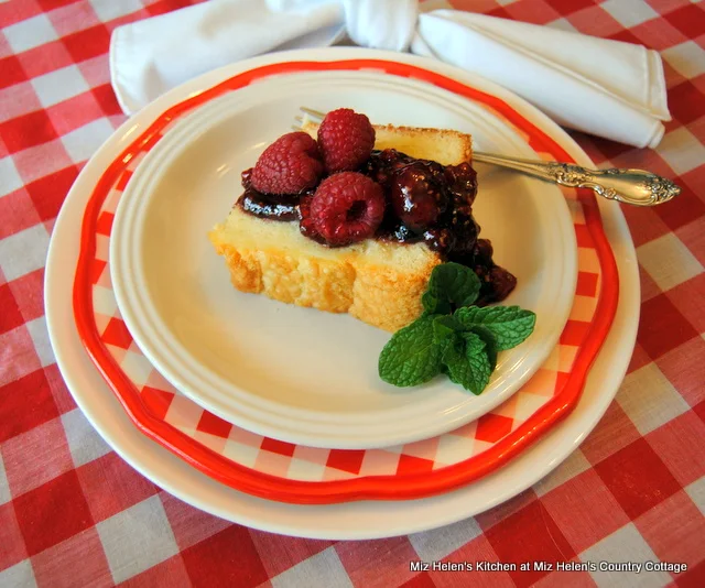 Vintage Sour Cream Pound Cake With Raspberry Sauce at Miz Helen's Country Cottage