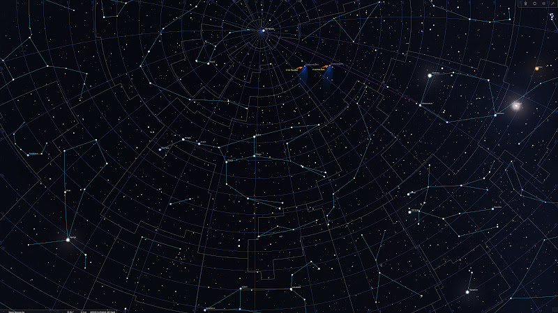 Положение кометы в ночи с 31 января на 1 февраля, и с 1 на 2 февраля. Карта кликабельна и масштабируема.