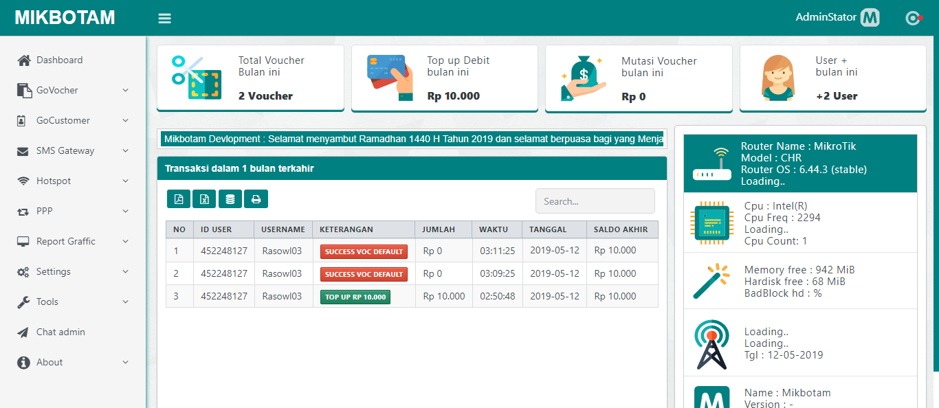 Management Hotspot Mikrotik By Telegram Bot - Gate Network