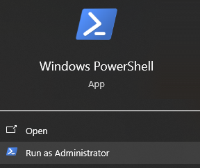 Screenshot of Windows PowerShell Run as Administrator