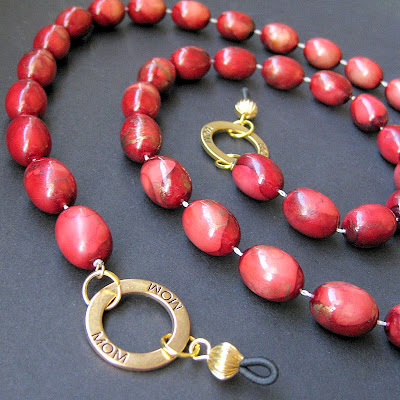 Brick Red Eyeglass Chain made from Upcycled Vintage Necklace