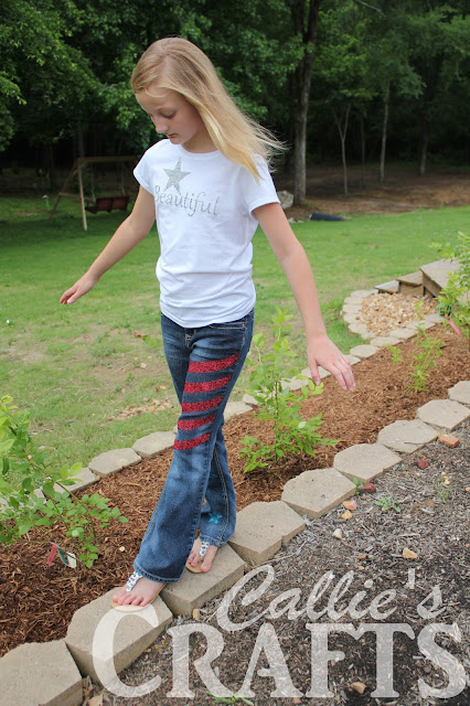 DIY 4th of July Glitter T shirt and Jeans