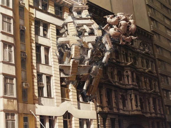 jeremy geddes pinturas hiper realistas surreais cosmonautas explosões