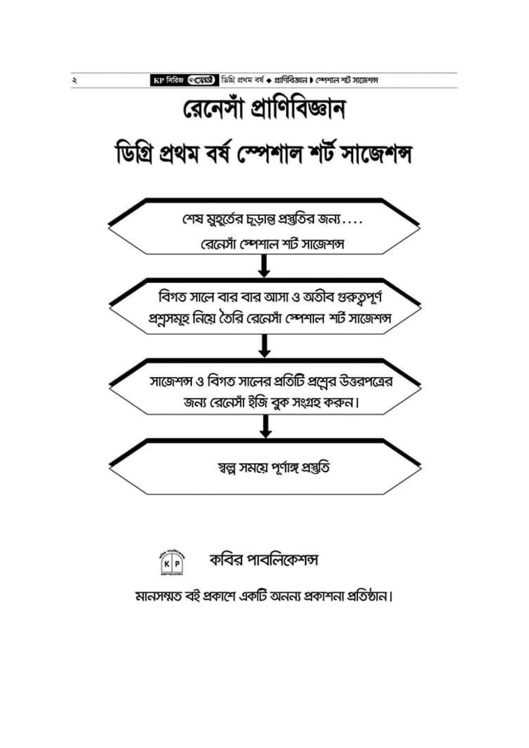 ডিগ্রি প্রথম বর্ষ প্রানীবিজ্ঞান রেনেসাঁ সাজেশন