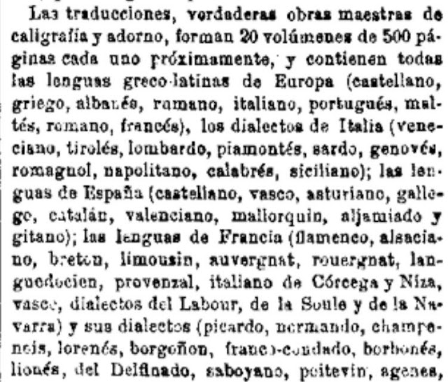 Las lenguas de España. (El Siglo Futuro, 1879)