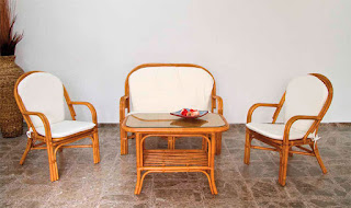 Cojunto sofa, sillones y mesa centro rattan