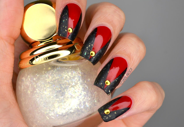 Red and Black Nail Art with Dior Nova