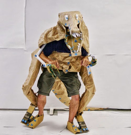 Cardboard Dinosaur Costume via Make