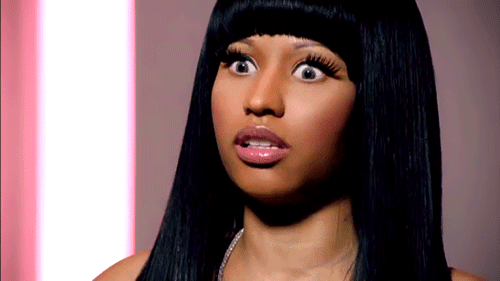 Nicki Minaj shocked / blinking
