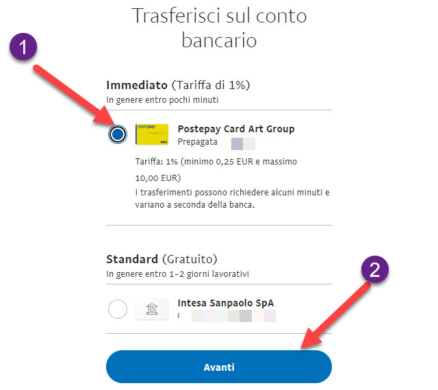 scelta beneficiario trasferimento