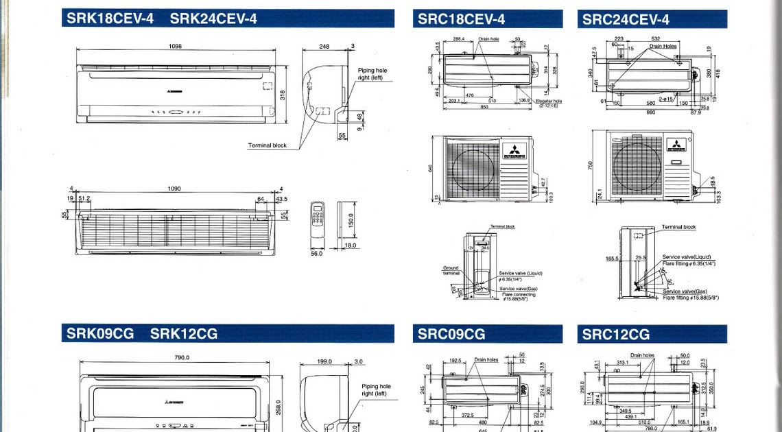 MITSUBISHI Ukuran Dimensi Ac Mitsubishi